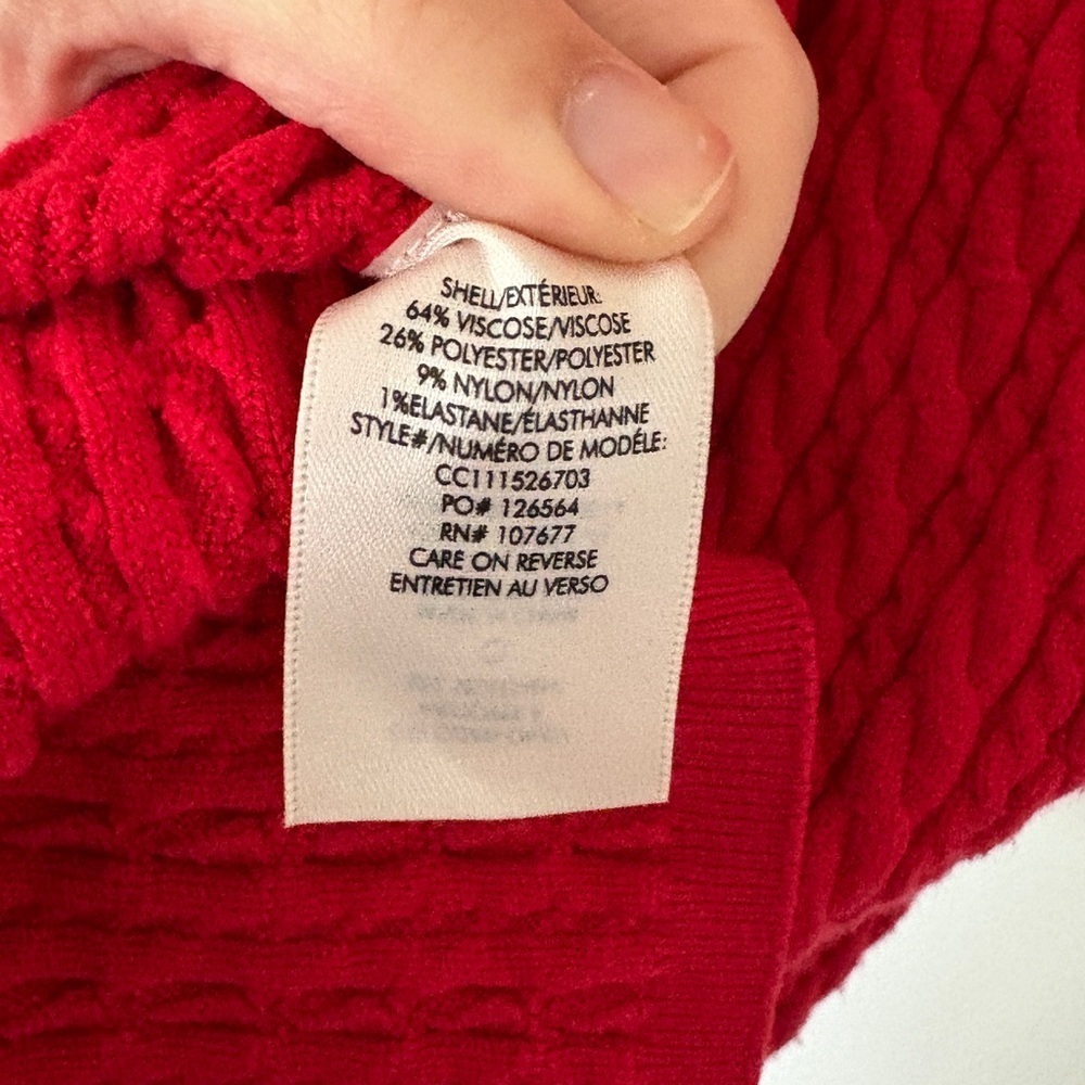 Alice + Olivia Yuna Cable Knit Mini Dress Bright Poppy Long Sleeve - Picture 7 of 10